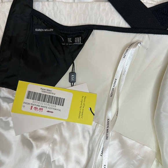 Karen Millen White Textured Fit & Flare Sporty Back Detail New w/Tags - Picture 11 of 13